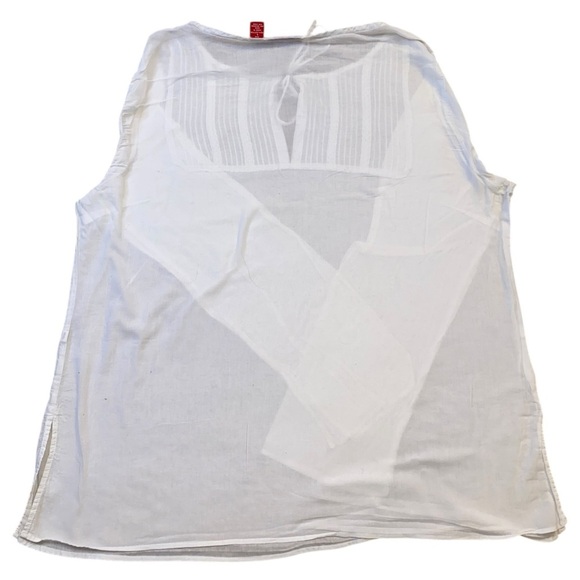 Gloria Vanderbilt White Cotton Boho Peasant Blouse – Size L - Picture 3 of 3